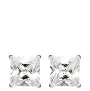 Silber-Ohrringe mit weißem Zirkonia-Quadrat (1036293)