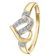 Ring, 585 Gelbgold, Herz mit 9 Diamanten (1036832)