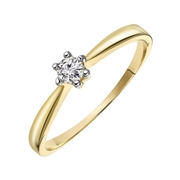 14K geelgouden solitair ring met diamant (0,12ct.) (1037183)