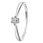 14K witgouden solitair ring met diamant (0,12ct.) (1037185)