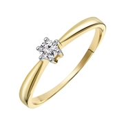 14K Geelgouden solitair ring met diamant (0,20ct.) (1037187)
