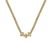 Vergoldete Halskette aus Edelstahl/Mesh mit Kristall (1037400)