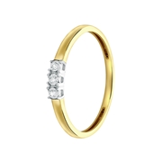 14 Karaat geelgouden ring met 3 diamanten 0,02ct (1037596)