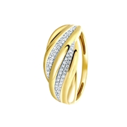 14 Karaat geelgouden ring met 56 diamanten 0,15ct (1037602)