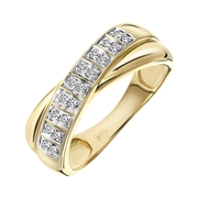 14 Karaat geelgouden ring met 18 diamanten 0,08ct (1037779)