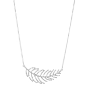 Byoux ketting met hanger veer en witte steentjes (1040991)