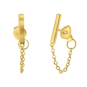 Zilveren oorbellen goldplated bar ketting (1042079)