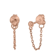Zilveren oorbellen roseplated bol met ketting (1042163)
