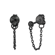 Zilveren oorbellen blackplated bol met ketting (1042164)