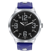 Regal Armbanduhr XL mit blauem PU-Lederarmband (1043102)