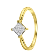 14 Karaat geelgouden ring met 9 diamanten 0,04ct (1043140)