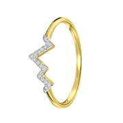 14 karaat geelgouden ring hartslag 18 diamanten 0,04ct (1043143)