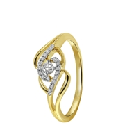 14 Karaat geelgouden ring met 19 diamanten 0,13ct (1043147)