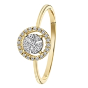 14 karaat geelgouden ring entourage 27 diamanten 0,13ct (1043161)