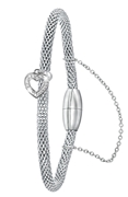 Gerecycled stalen armband mesh met hart kristal (1043347)