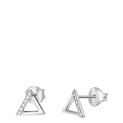Zilveren oorbellen driehoek met zirkonia (1043421)
