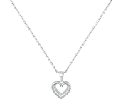 Zilveren ketting&hanger dubbel hart met zirkonia (1043467)