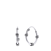 Silberne Ohrringe 3 Ringe oxidiert Bali (1043501)