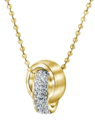 Halskette aus Edelstahl goldbeschichtet mit weißem Kristall (1043910)