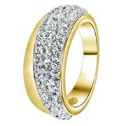 Gerecycleerd stalen ring goldplated wit kristal (1043914)