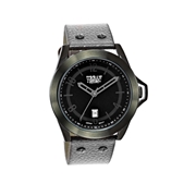 Urban Story Armbanduhr mit einem grauen Lederband (1044409)