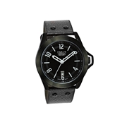 Urban Story Armbanduhr mit einem schwarzen Lederband (1044410)
