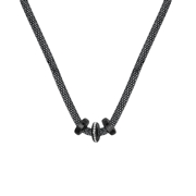 Schwarzvergoldete Halskette aus Edelstahl/Mesh mit Kristall (1044507)