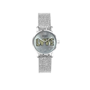 Regal glitter horloge met een zilverkleurige band (1044543)