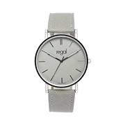 Regal horloge met een grijze pu leren band (1044778)