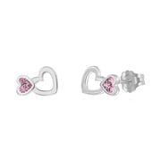Zilveren kinderoorbellen hart met roze zirkonia (1044955)