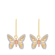 Dreifarbige 375 Gold Ohrringe mit Schmetterling (1045232)