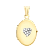 Medaillon, 375 Gold, oval, mit Herz, mit Zirkonia (1045324)