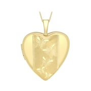 375 Gold Halskette, Herzmedaillon mit Schmetterlingen (1047221)