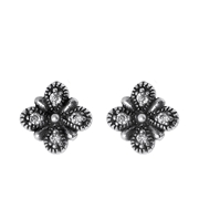 Zilveren oorbellen vierkant Bali met kristal (1047450)