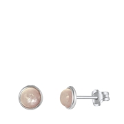 Zilveren oorbellen rond rose quartz Bali (1048030)