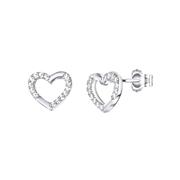 Zilveren oorbellen hart met zirkonia (1048059)