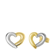 14 Karaat gouden bicolor oorbellen hart opengewerk (1048501)