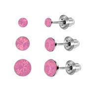 Byoux setje met oorbellen roze steentjes (1049212)
