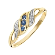 Ring, 585 Gelbgold, mit Saphir und Diamant 0,01 kt (1049353)