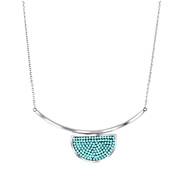 Gerecycled stalen ketting half rond turquoise kristal (1049404)