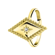 Goudkleurige bijoux ring met ruit en steentje (1056764)