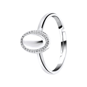 Zilverkleurige bijoux ring met medaillon (1056767)