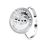 Zilverkleurige byoux ring met munt (1056771)