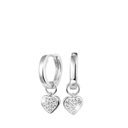Zilveren oorbellen kristal hanger hart (1050283)