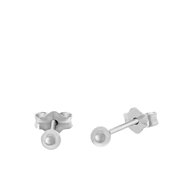 Silberne Ohrringe rhodiniert Kugel 3 mm (1050291)