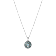 Zilveren ketting&hanger turquoise kristal Bali (1050369)