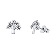 Zilveren oorbellen levensboom kristal (1051922)