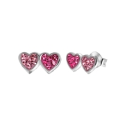 Kinderohrringe, 925 Silber, Herzen mit rosa Kristall (1056954)
