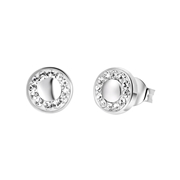 Zilveren oorbellen rond kristal (1056979)
