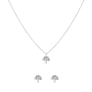 Set mit Kette und Ohrringen aus 925 Silber mit Lebensbaum und Kristall (1052396)
